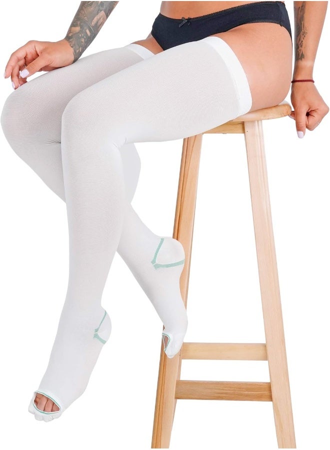 invera Anti Embolism Compression Stockings, Thigh High Unisex Ted Hose Socks 15-20 mmHg Moderate Level - Image 1